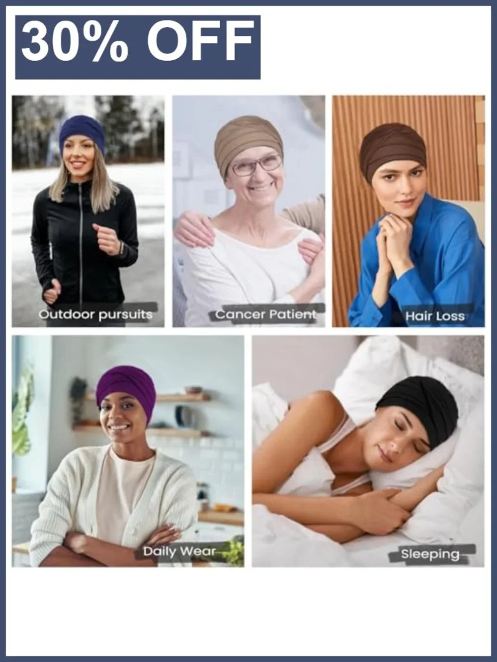 Soft Rayon Cotton Chemo Turban Headwrap Pack of 2 for Hair Loss